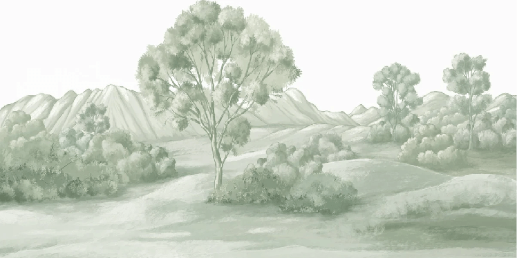 Papier peint paysage poétique vert, XXL, tendance