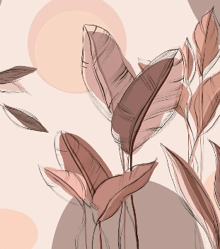 Papier peint panoramique végétal graphique