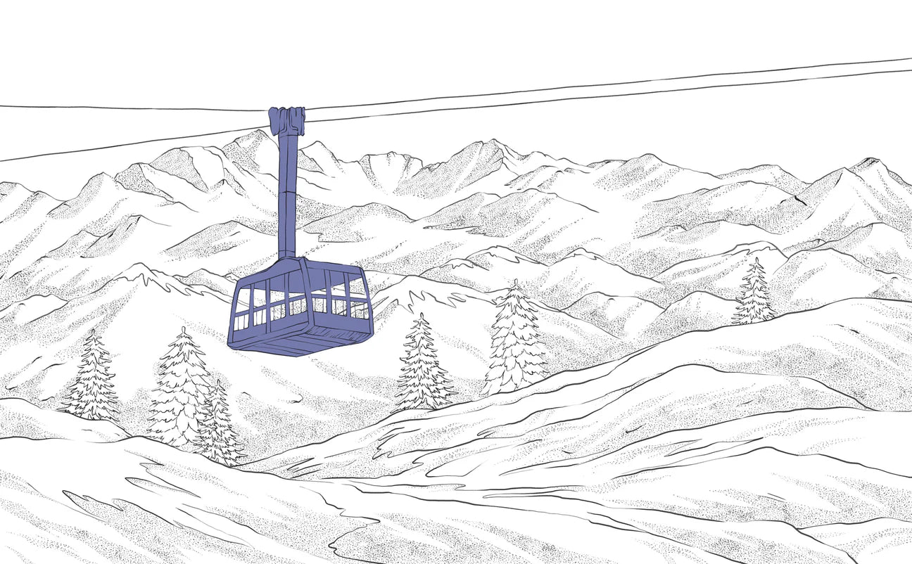 Papier peint escalier - La Plagne télécabine bleu - Muralconcept