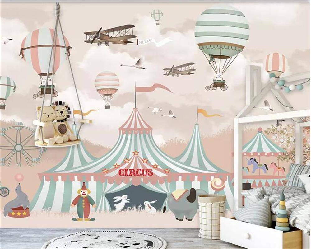 Circus animals pink wallpaper