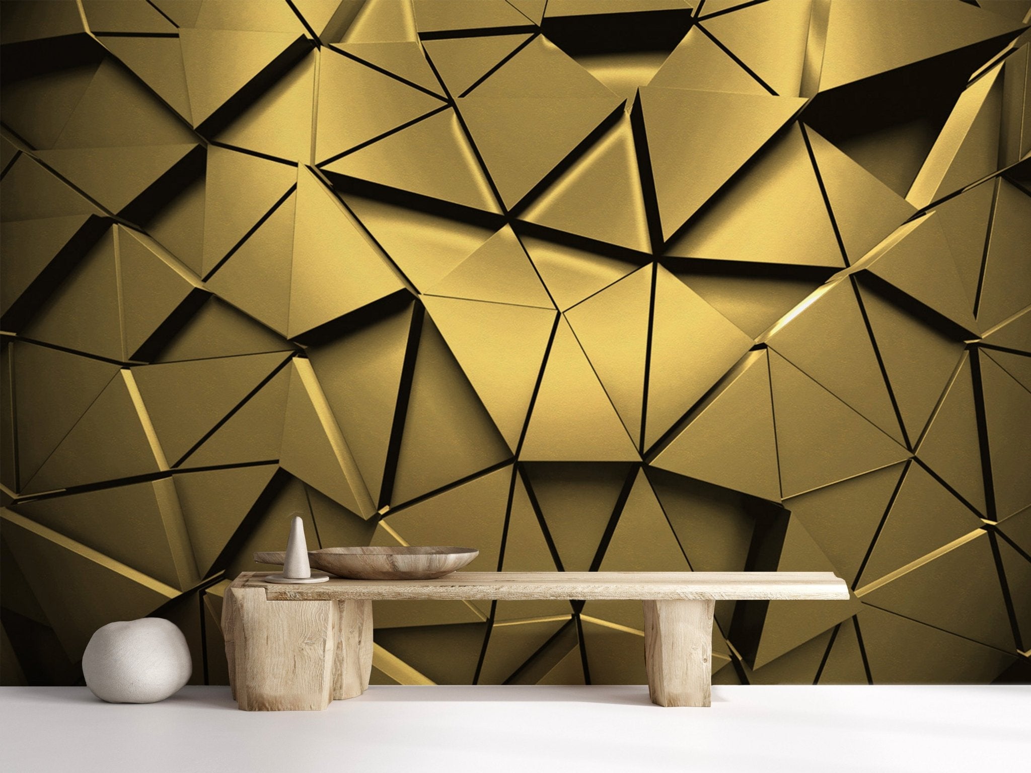 Papier peint 3D black perspective gold, mural concept, tendance