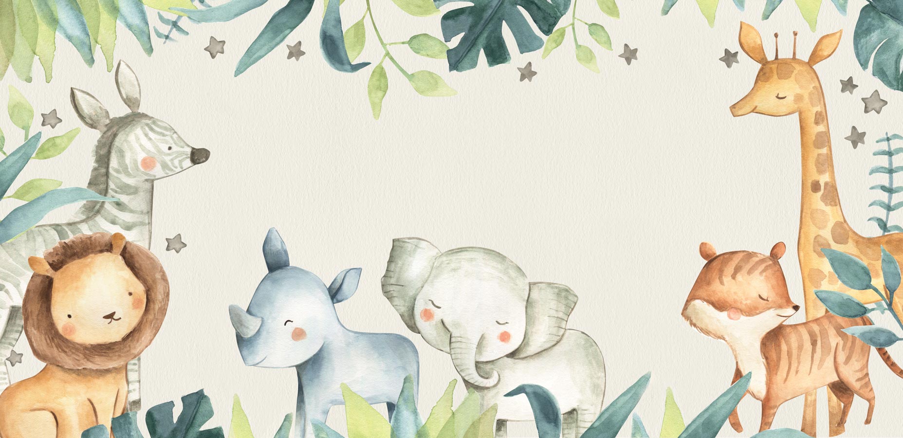 Papier peint panoramique enfant douce savane - Muralconcept