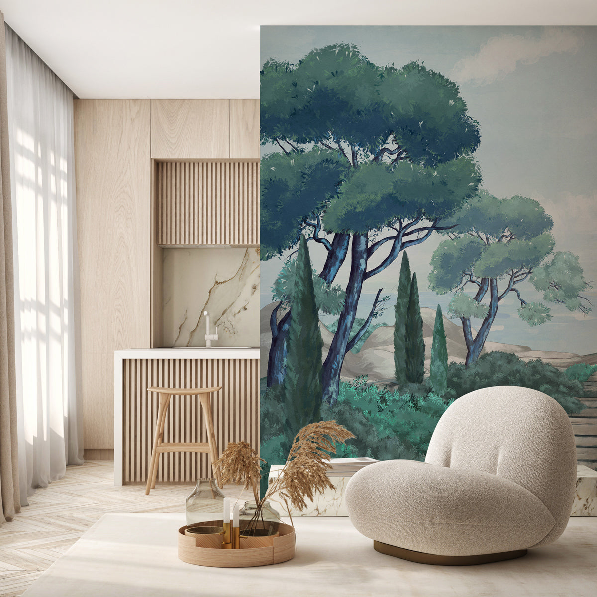 Papier peint balade dans les calanques, mural concept, tendance