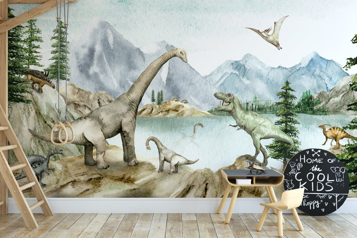 Watercolor dinosaur wallpaper