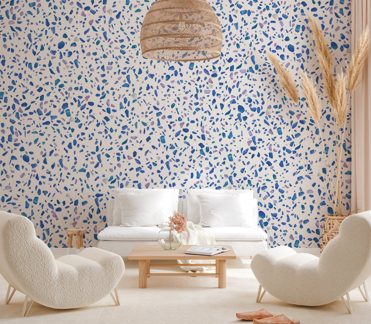 Indigo terrazzo wallpaper