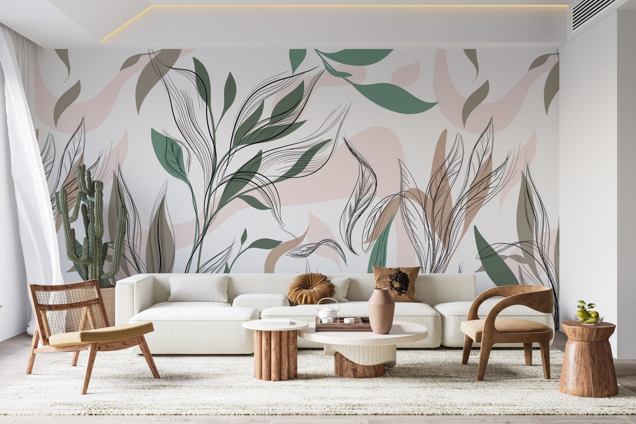 Papier peint panoramique fleur graphique, XXL, tendance