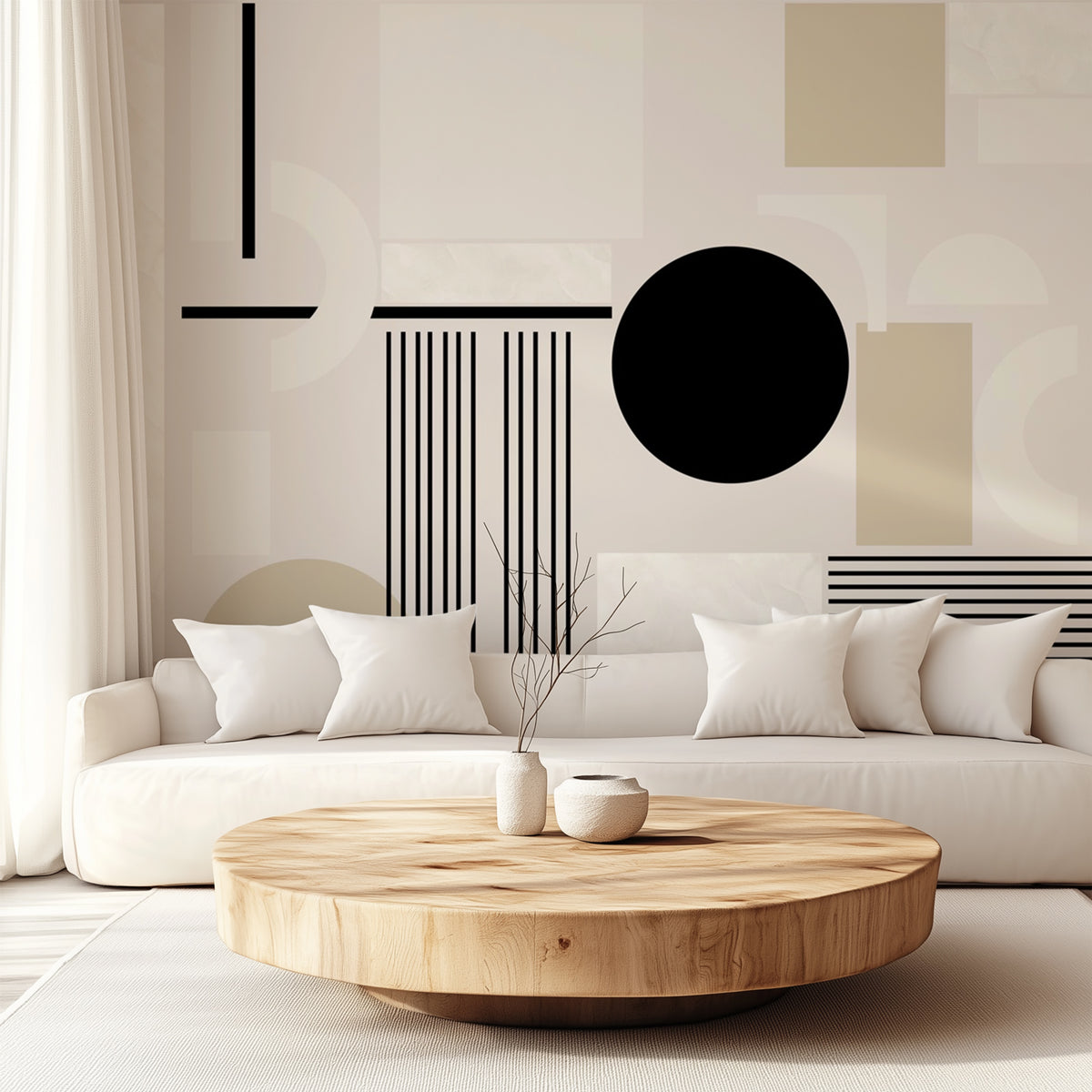 Carta da parati grafica retrò verde ardesia