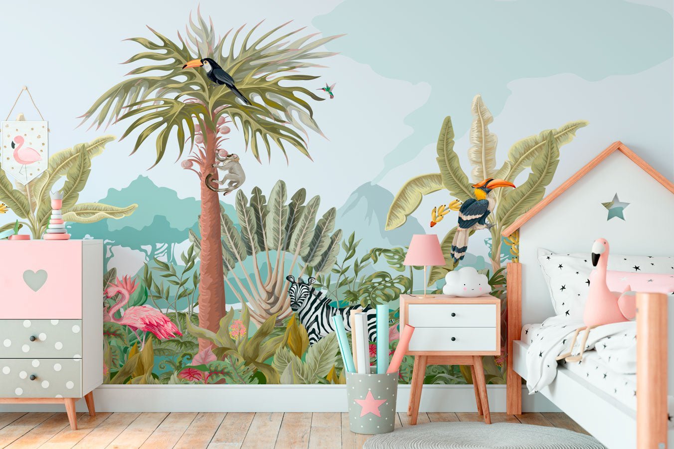 Papier peint panoramique jungle enfant, XXL, tendance
