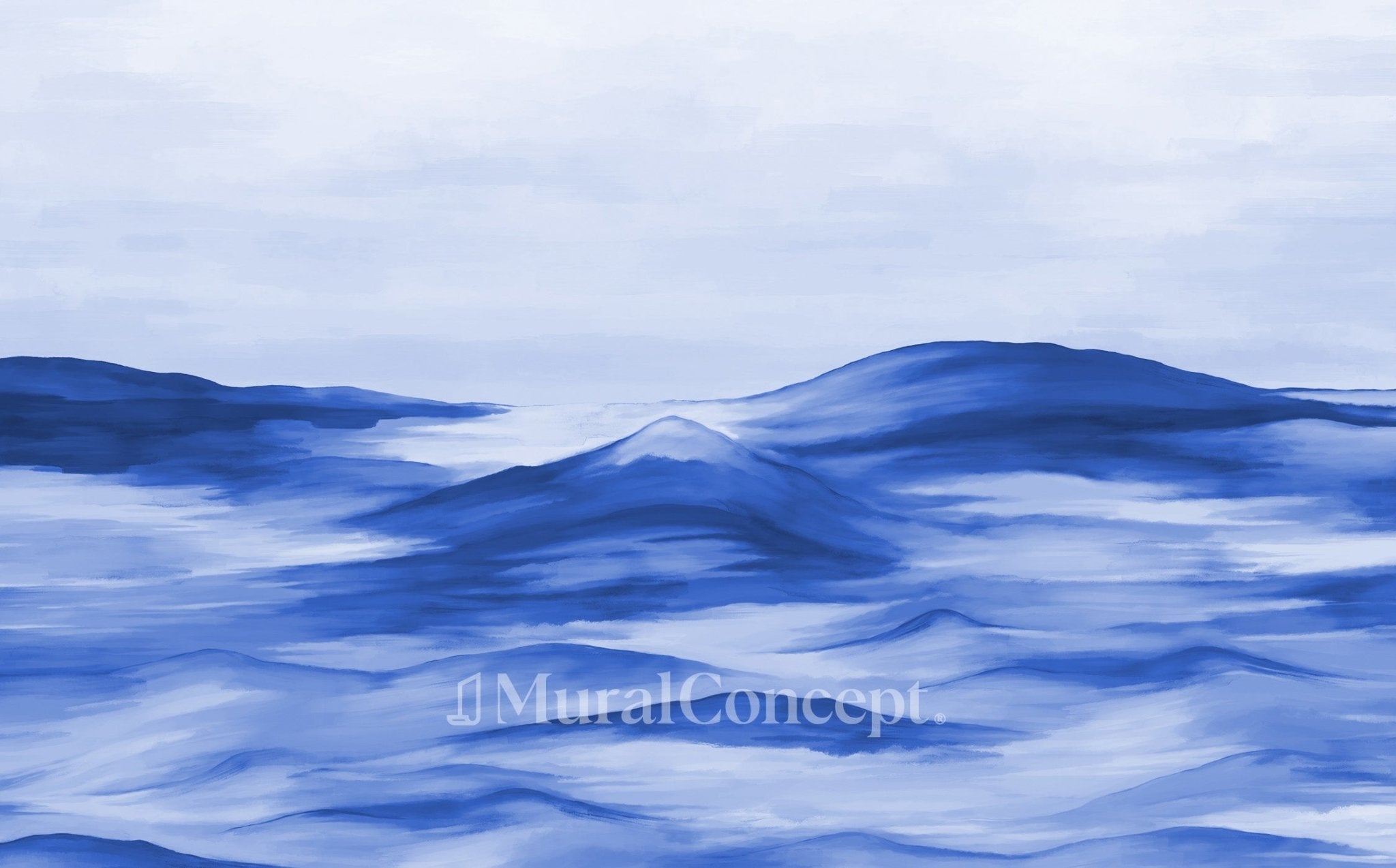 Papier peint panoramique plénitude bleu, mural concept, tendance