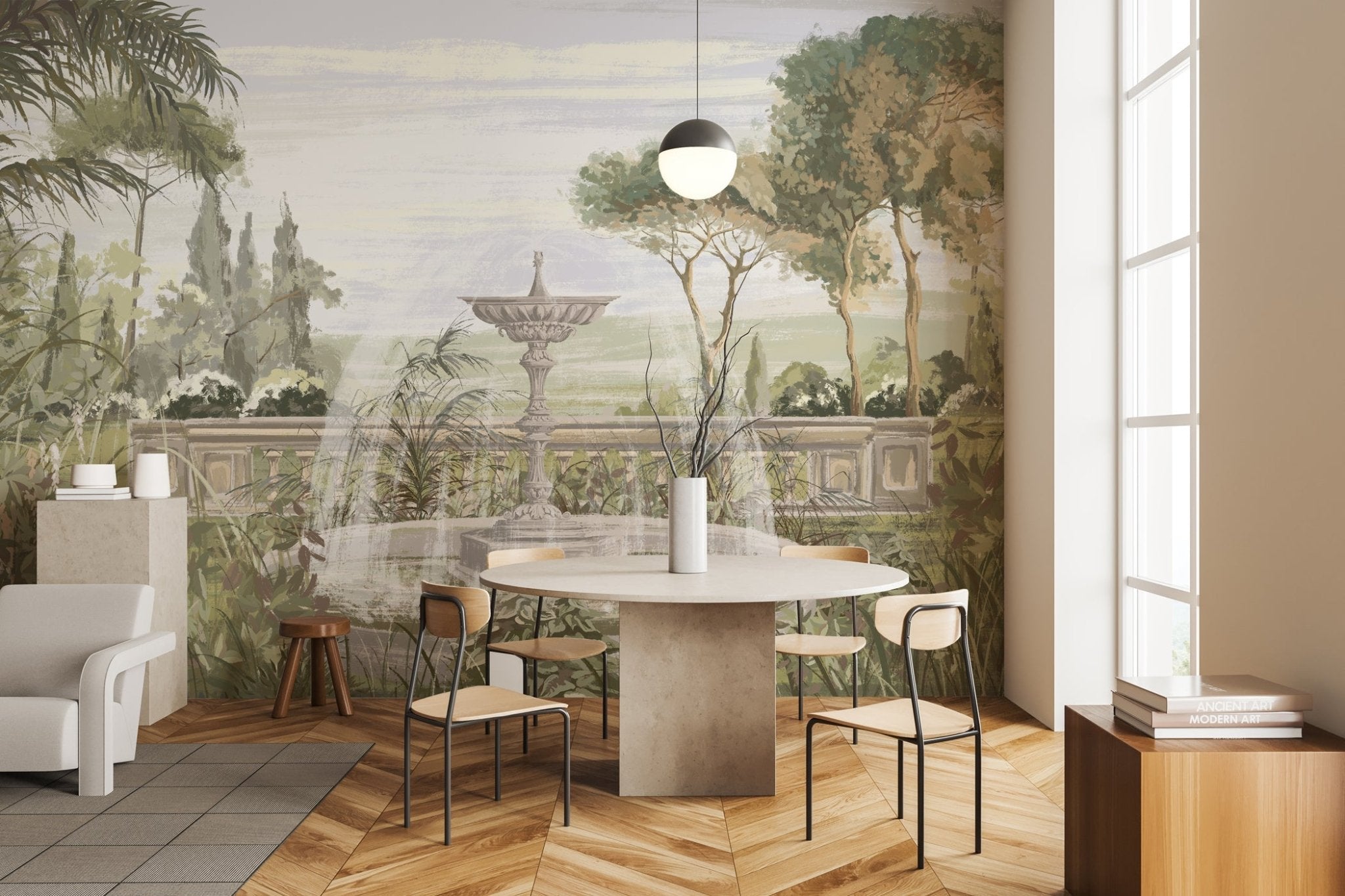 Papier peint paysage jardin ancien, XXL, tendance