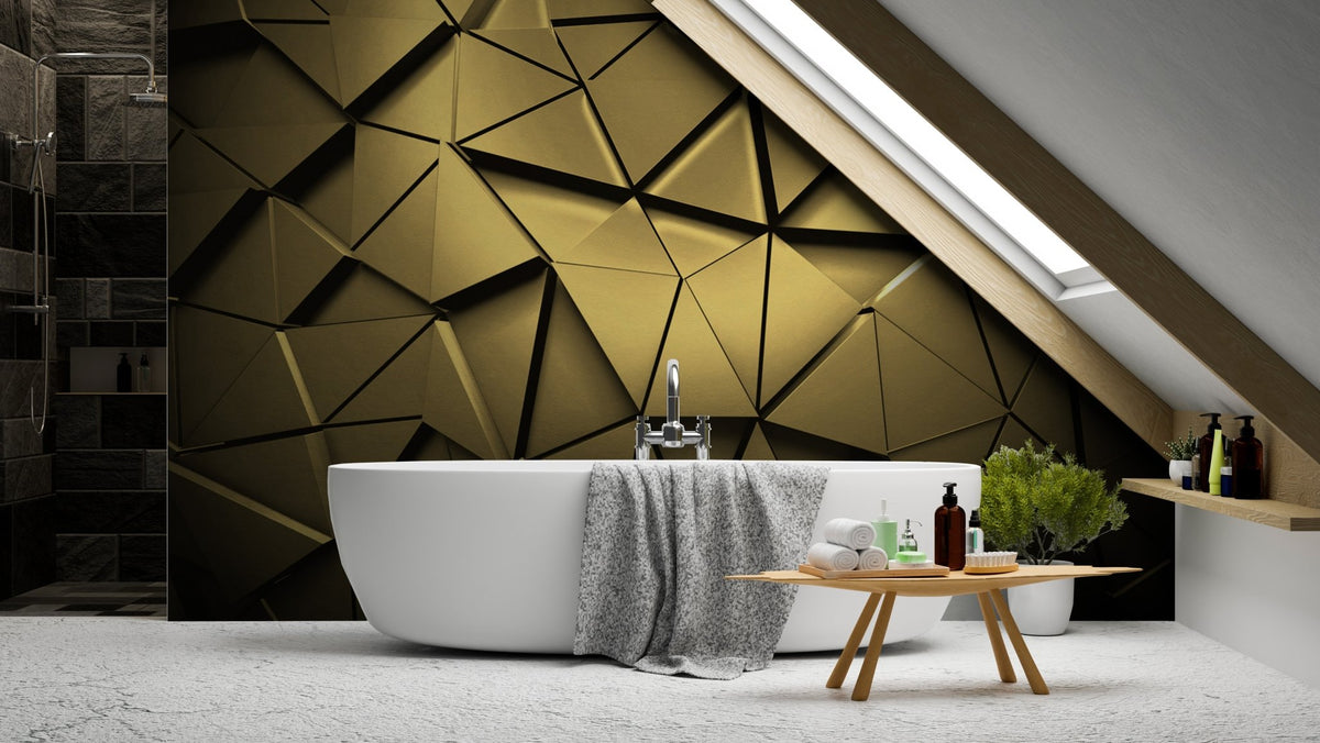 3D black perspective gold wallpaper