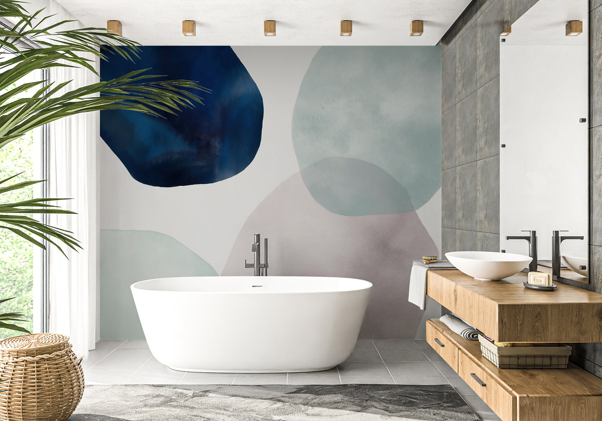 Bathroom wallpaper abstract circle watercolor