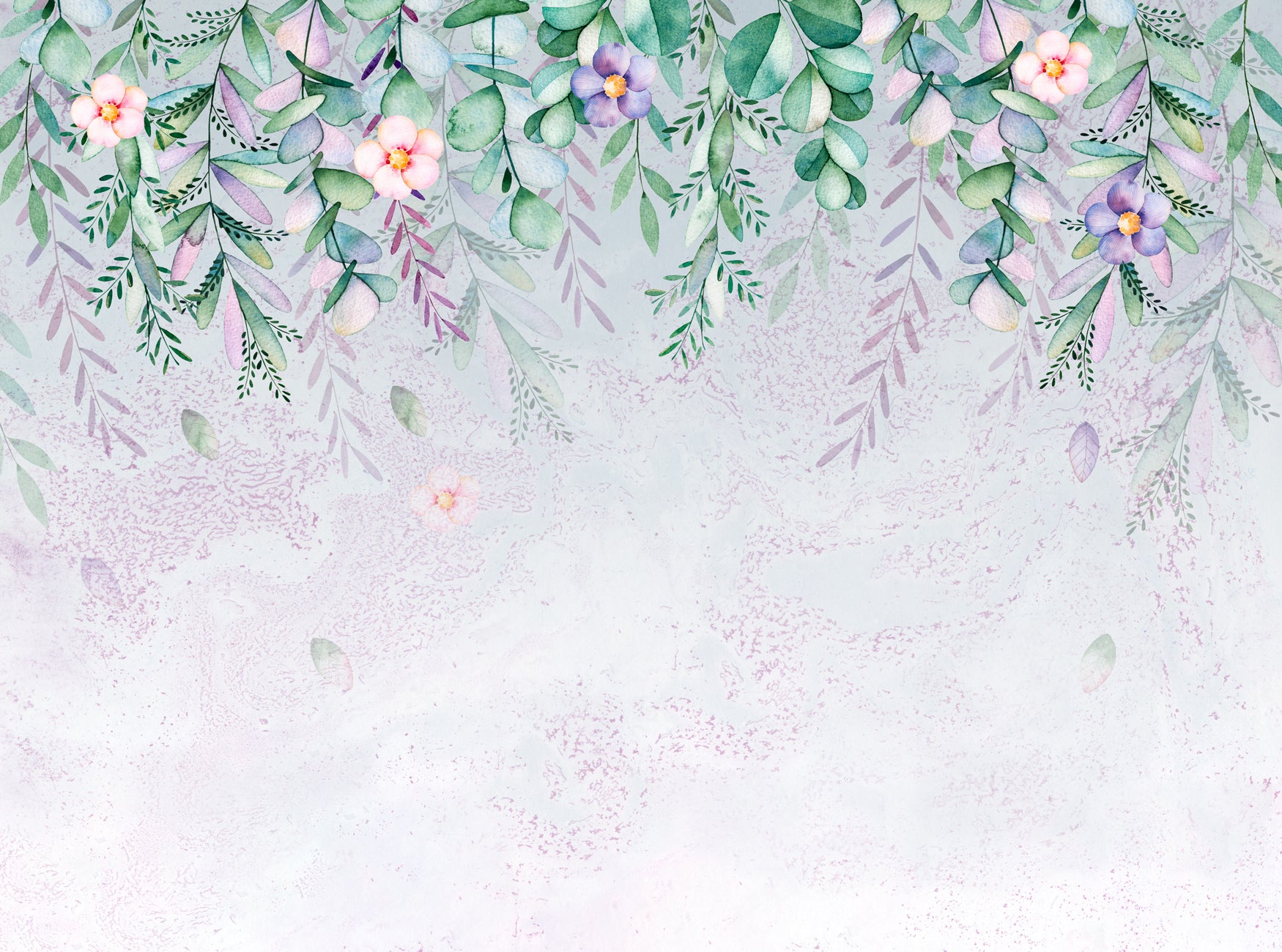 Papier peint salle de bain végétal romantique, XXL, tendance