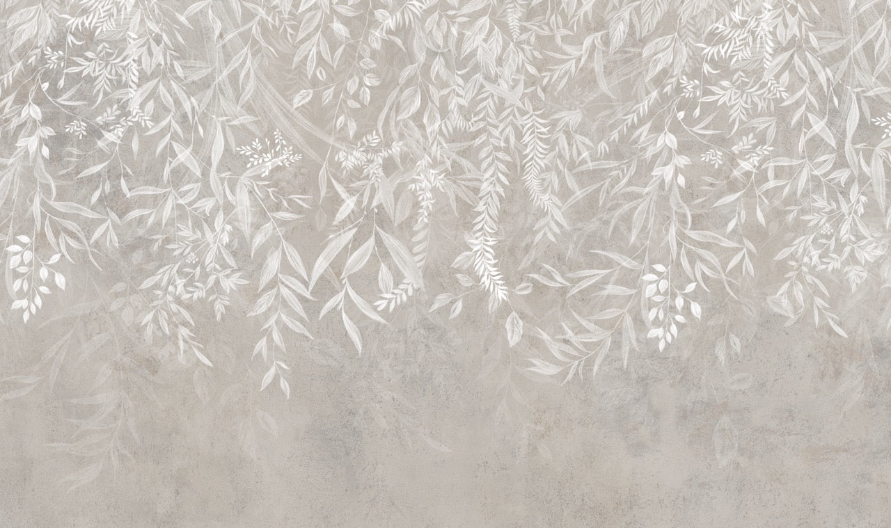 Papier peint design végétal moderne beige - Muralconcept