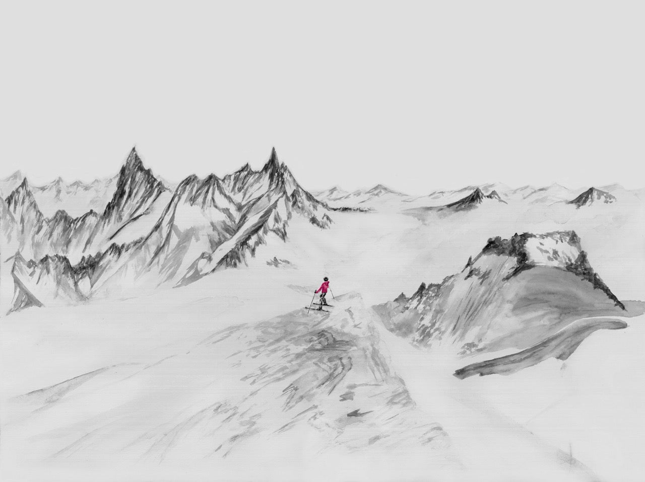 Papier peint panoramique Aiguilles du midi - Vallée blanche