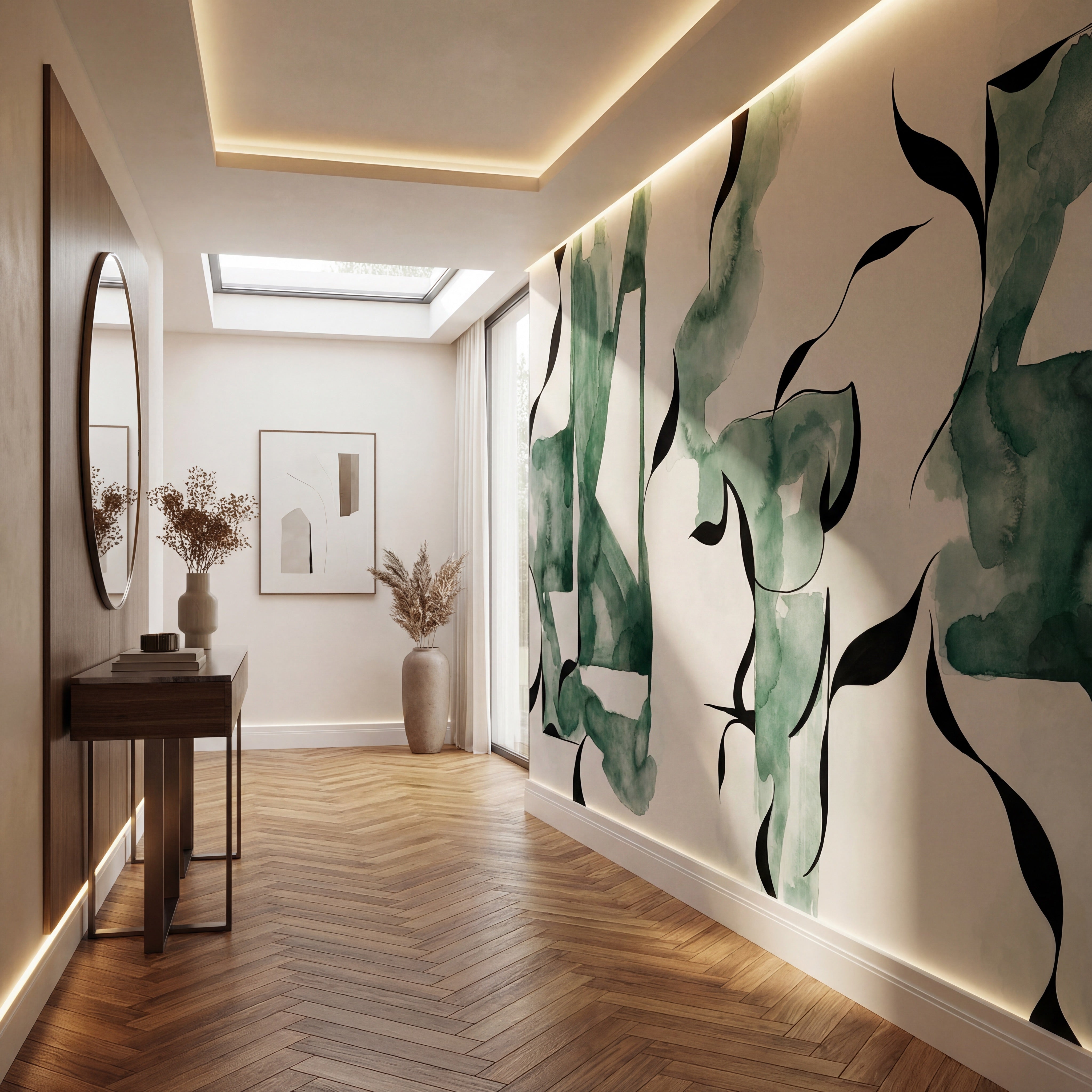 Papier peint abstrait moderne – Abstract Green Flow