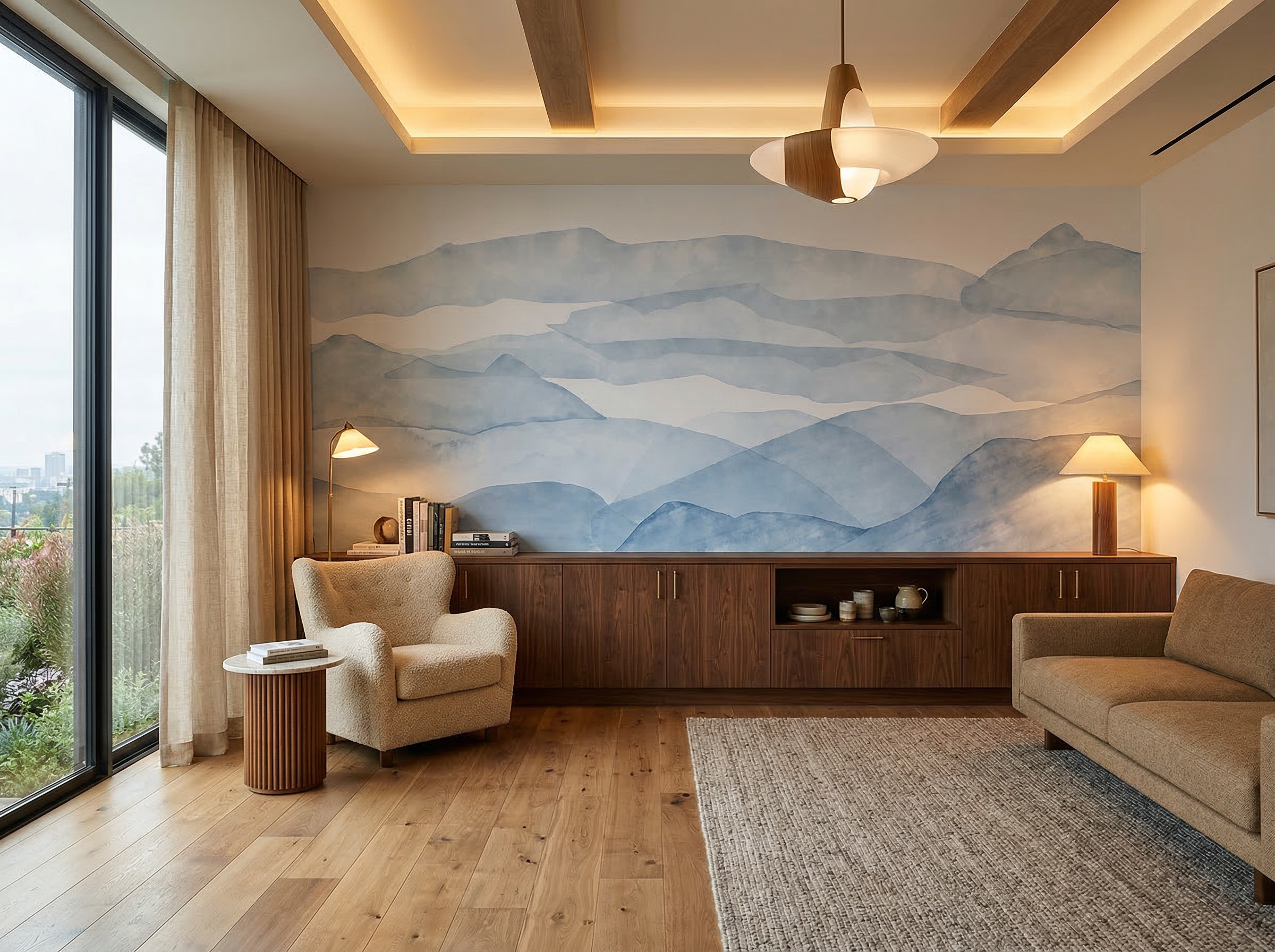 Papier peint panoramique - Velours Bleu - Muralconcept