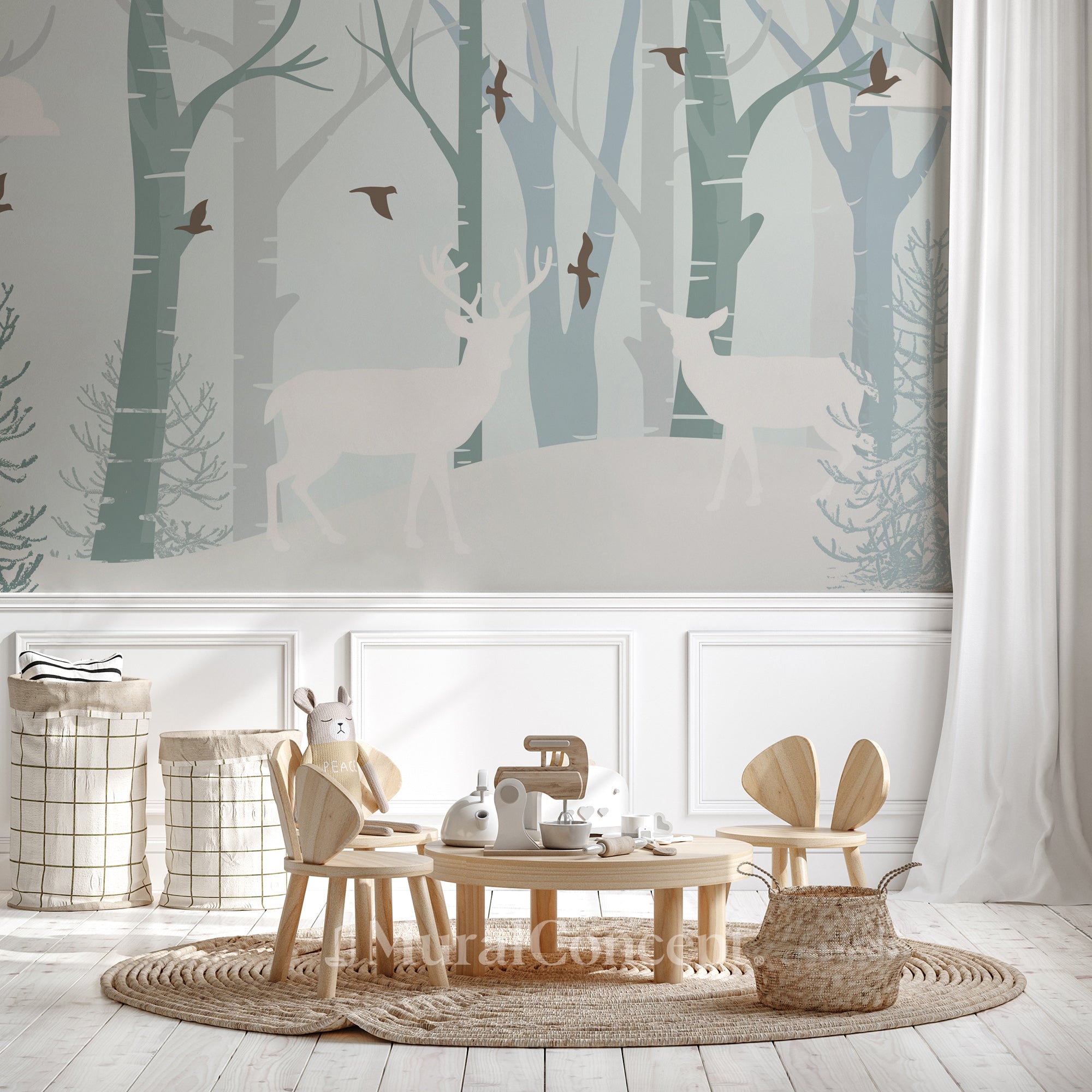 Papier peint chambre enfant Laponie - décor mural français