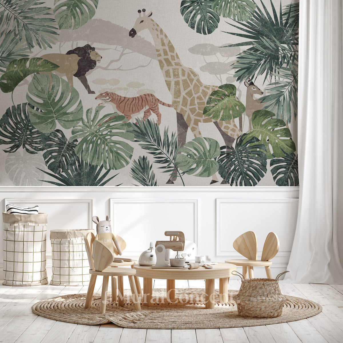 Papier peint chambre enfant jungle kid