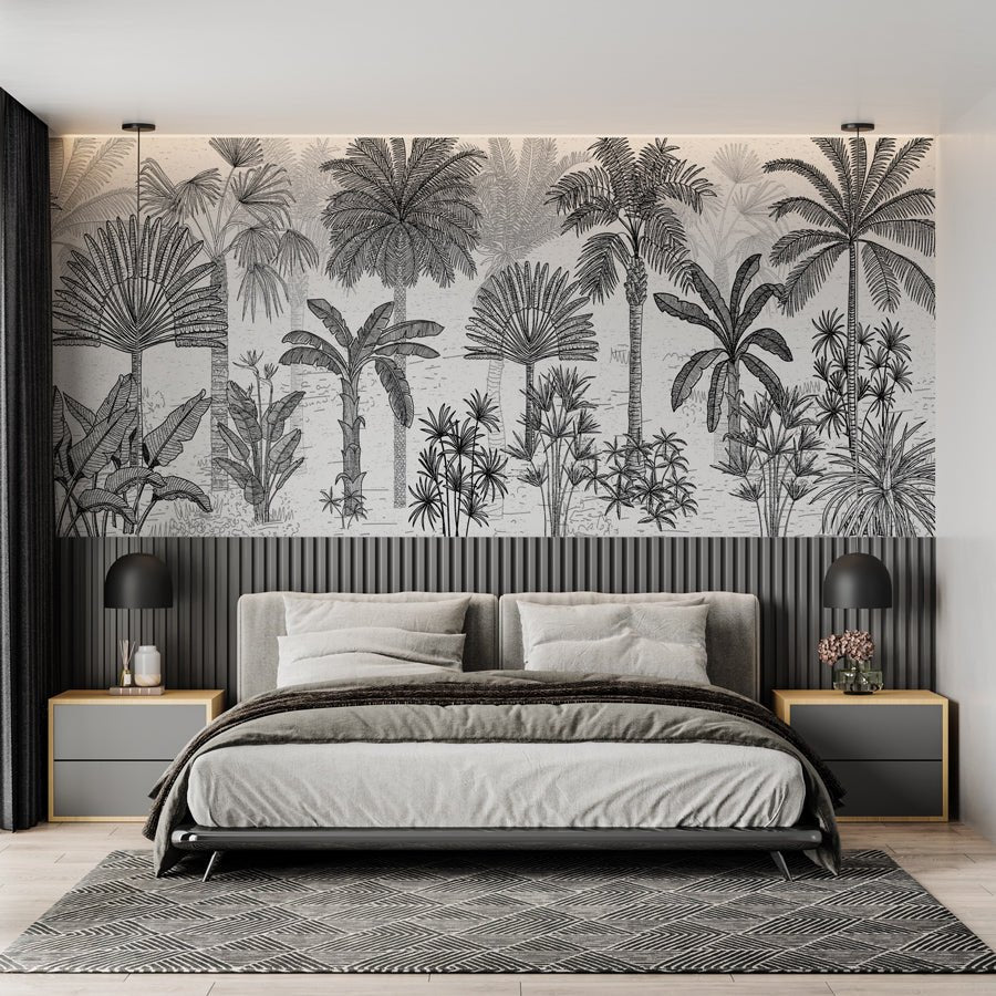 Trendy coconut jungle wallpaper