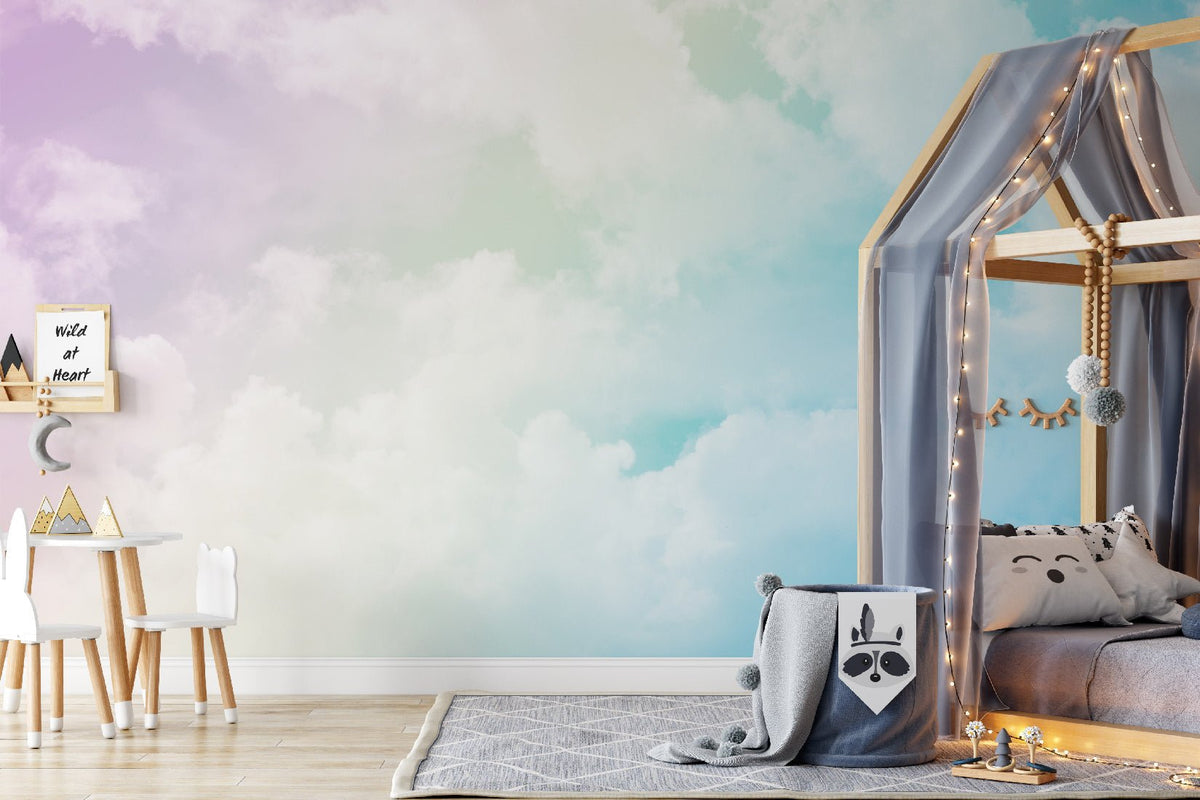 Children's wallpaper cloud soft colors