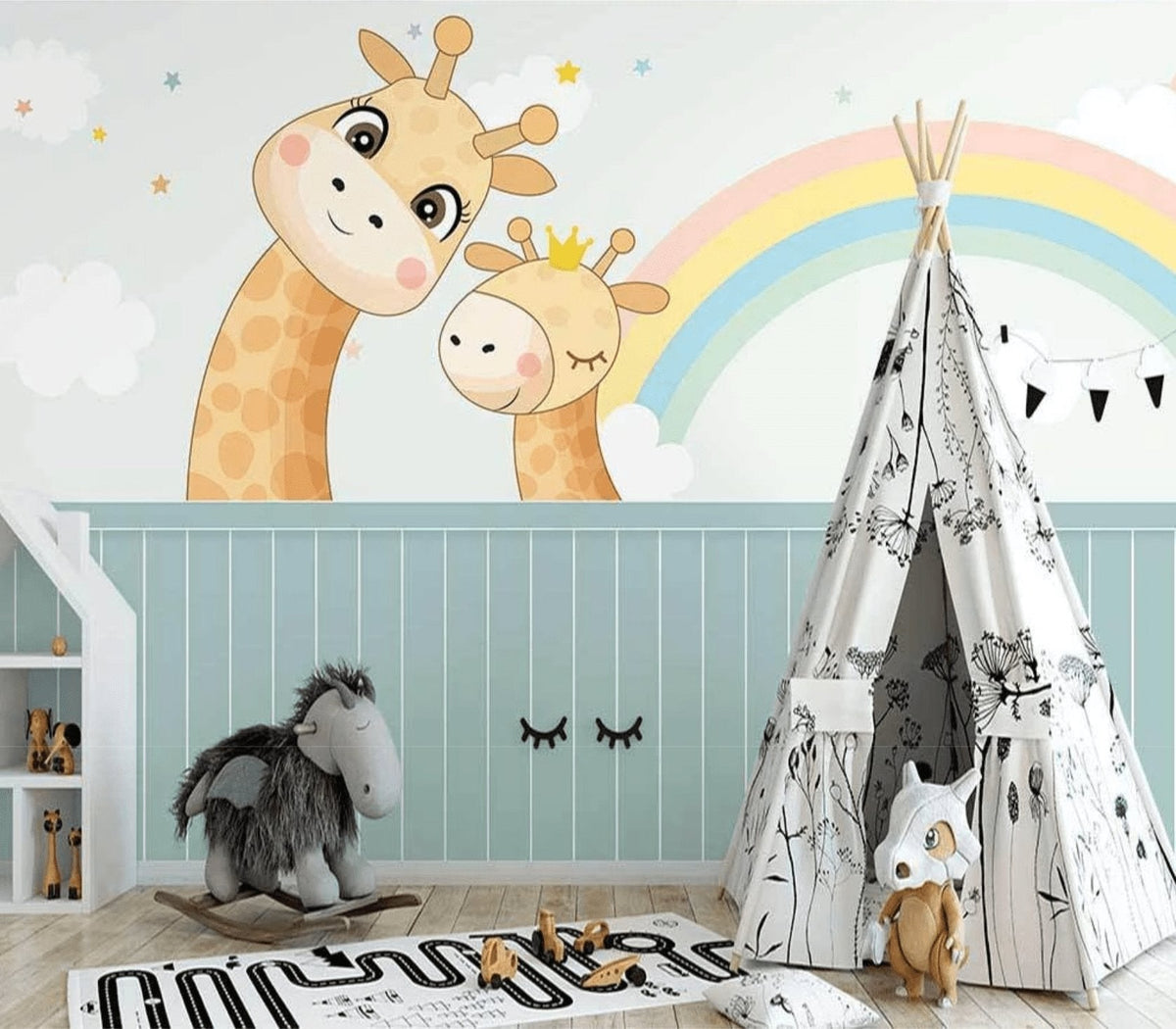 Tapete Babyzimmer skandinavisch Giraffe