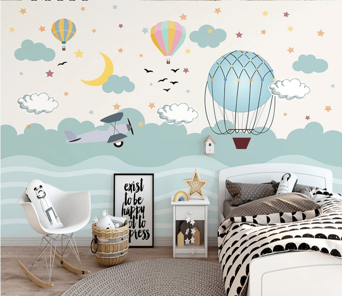 Papier peint chambre enfant avion scandinave