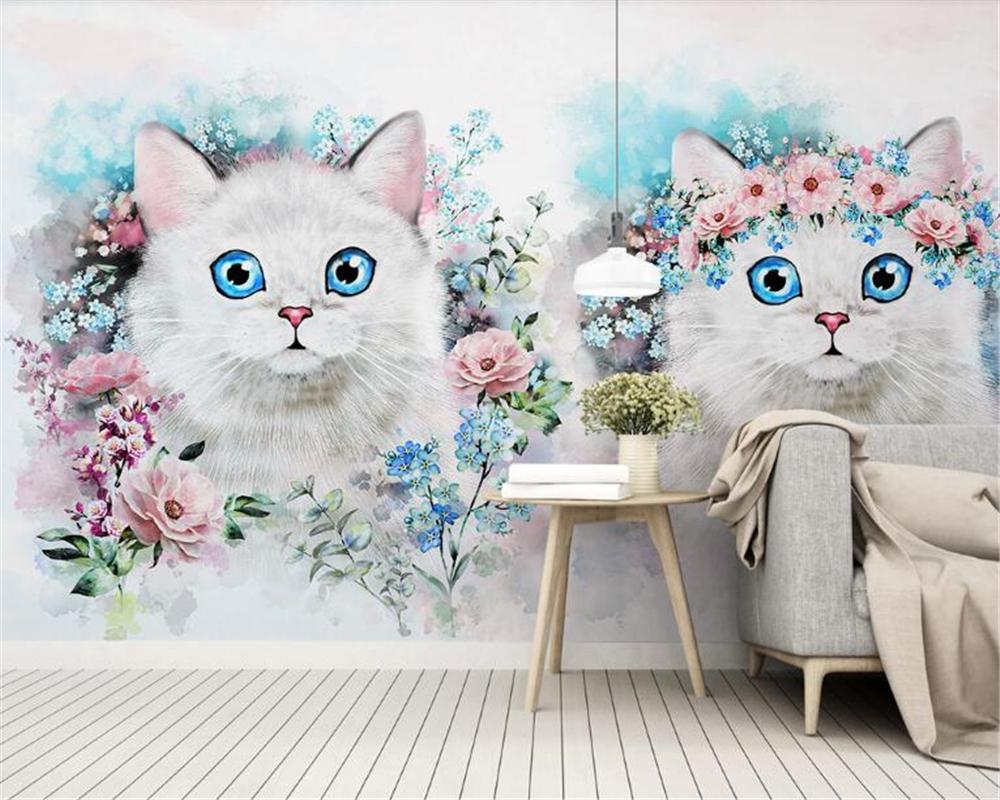 Papier peint Chaton aux yeux bleus - papier peint sur mesure francais - muralconcept