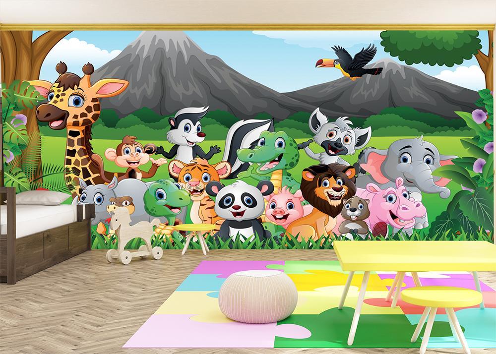 Children's jungle animals wallpaper