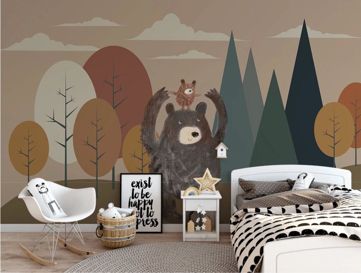 Children's brown bear wallpaper