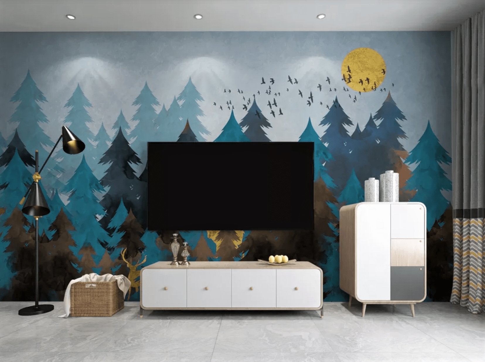 Papier peint Forêt Abstrait Inspirante - papier peint sur mesure francais - muralconcept