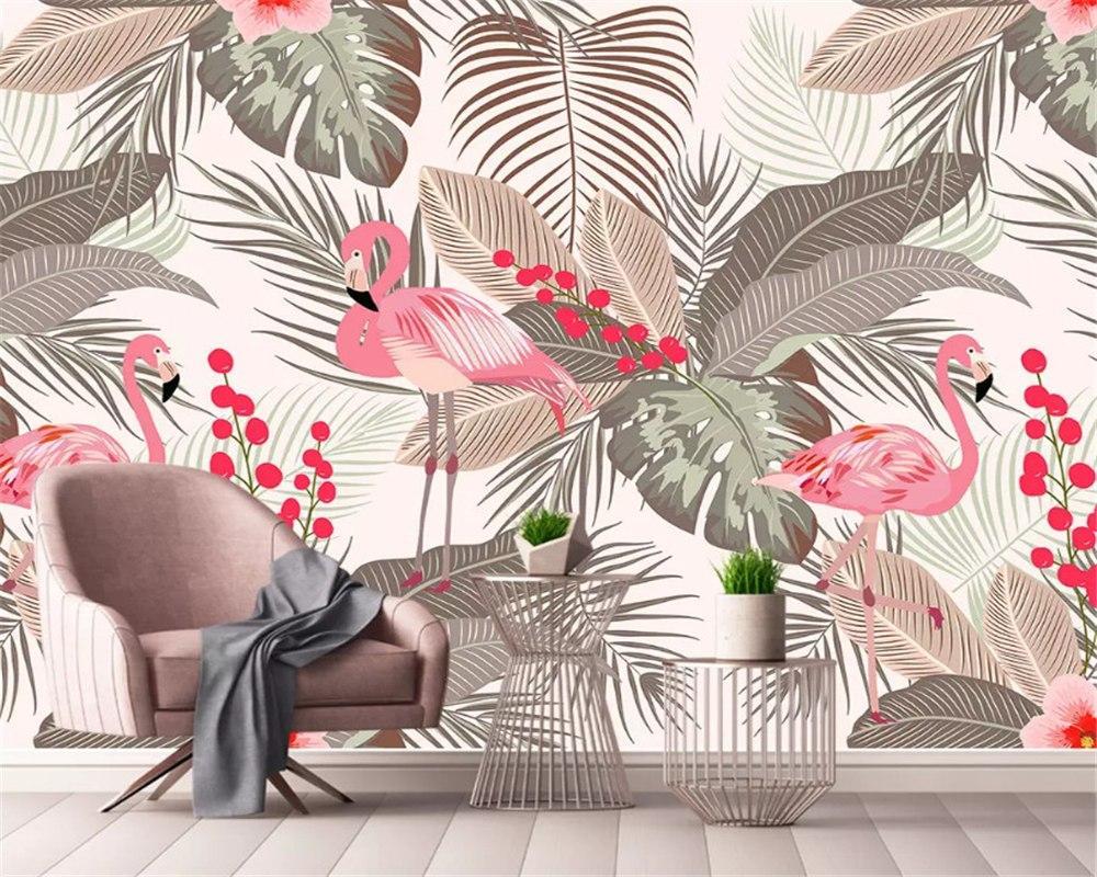 Jungle & Pink Flamingo wallpaper