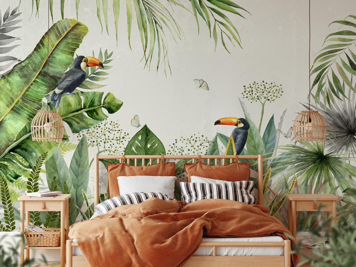 Papier peint Jungle oiseau exotique