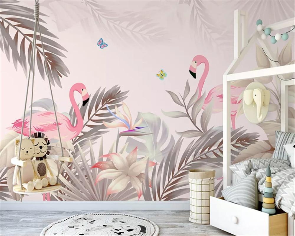 Palm & Flamant Pink Wallpaper