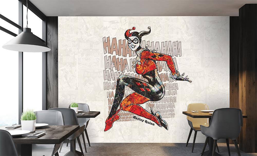 Vintage harley quinn comic book panoramic wallpaper