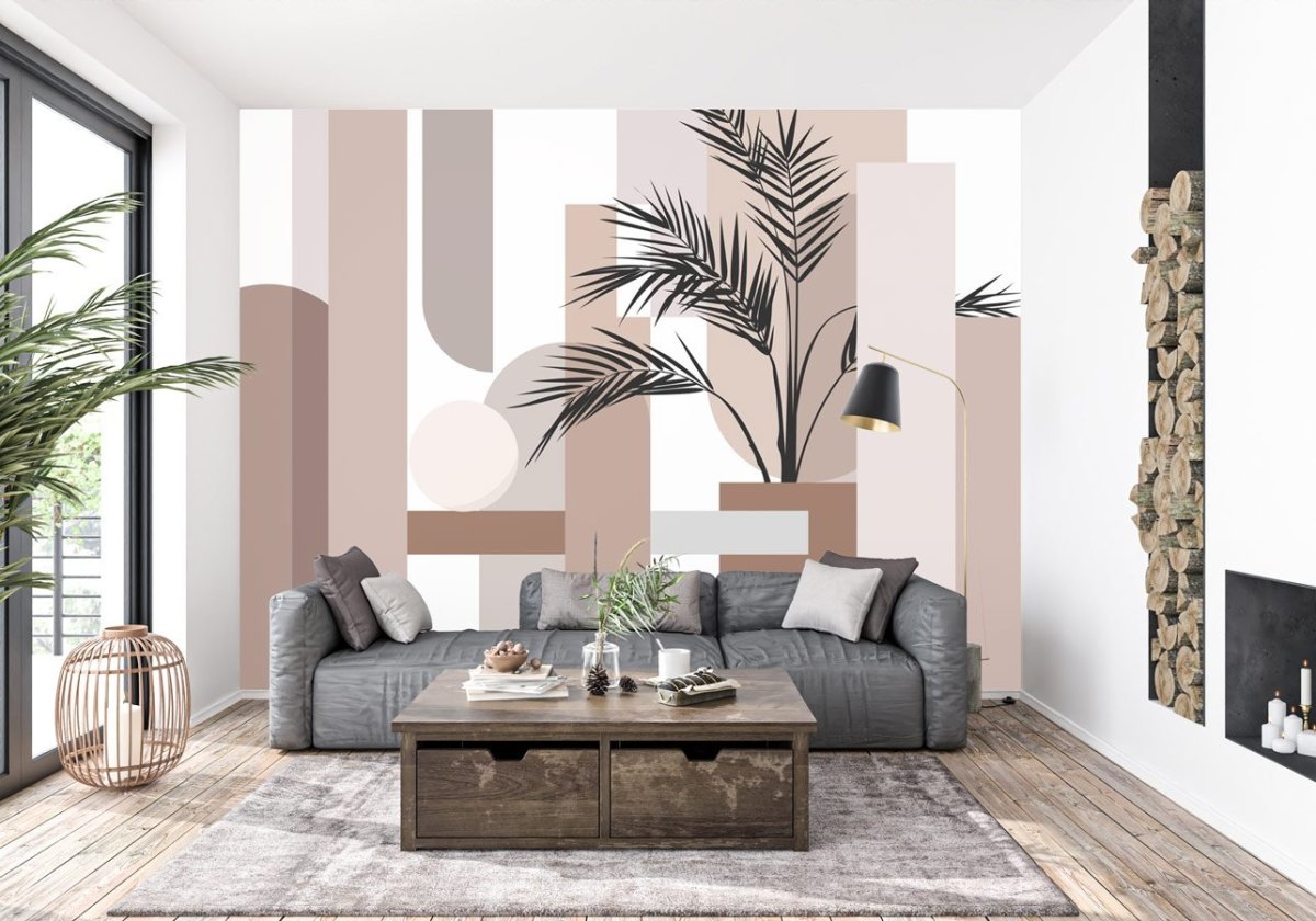 Papier peint panoramique géométrique terracotta - papier peint sur mesure francais - muralconcept