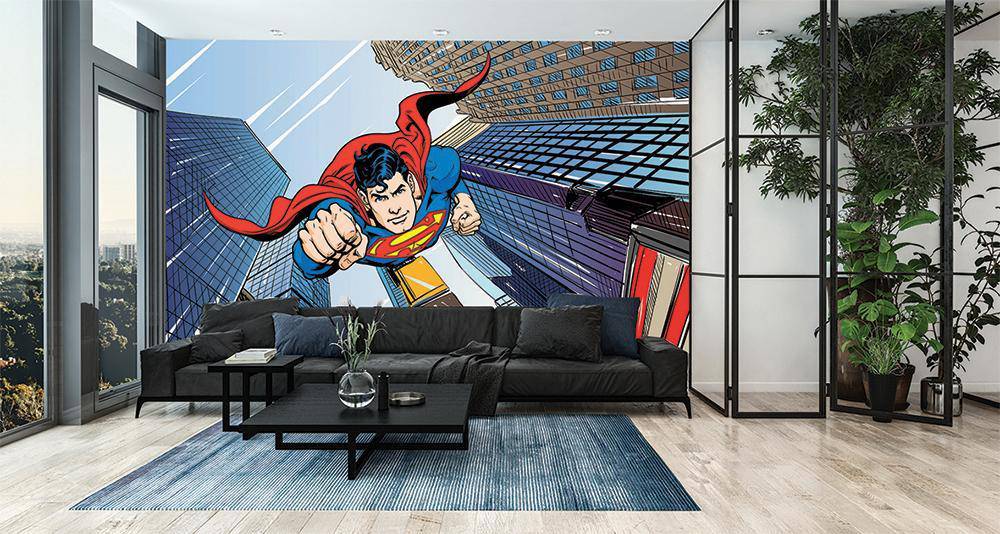 Hero superman BD in the city panoramic wallpaper