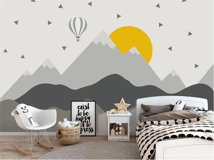 Papier peint panoramique scandinave montagne kids - papier peint sur mesure francais - muralconcept