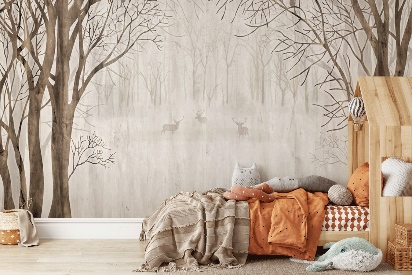 Papier peint sur mesure forêt bienvenue dans le bois - papier peint sur mesure francais - muralconcept