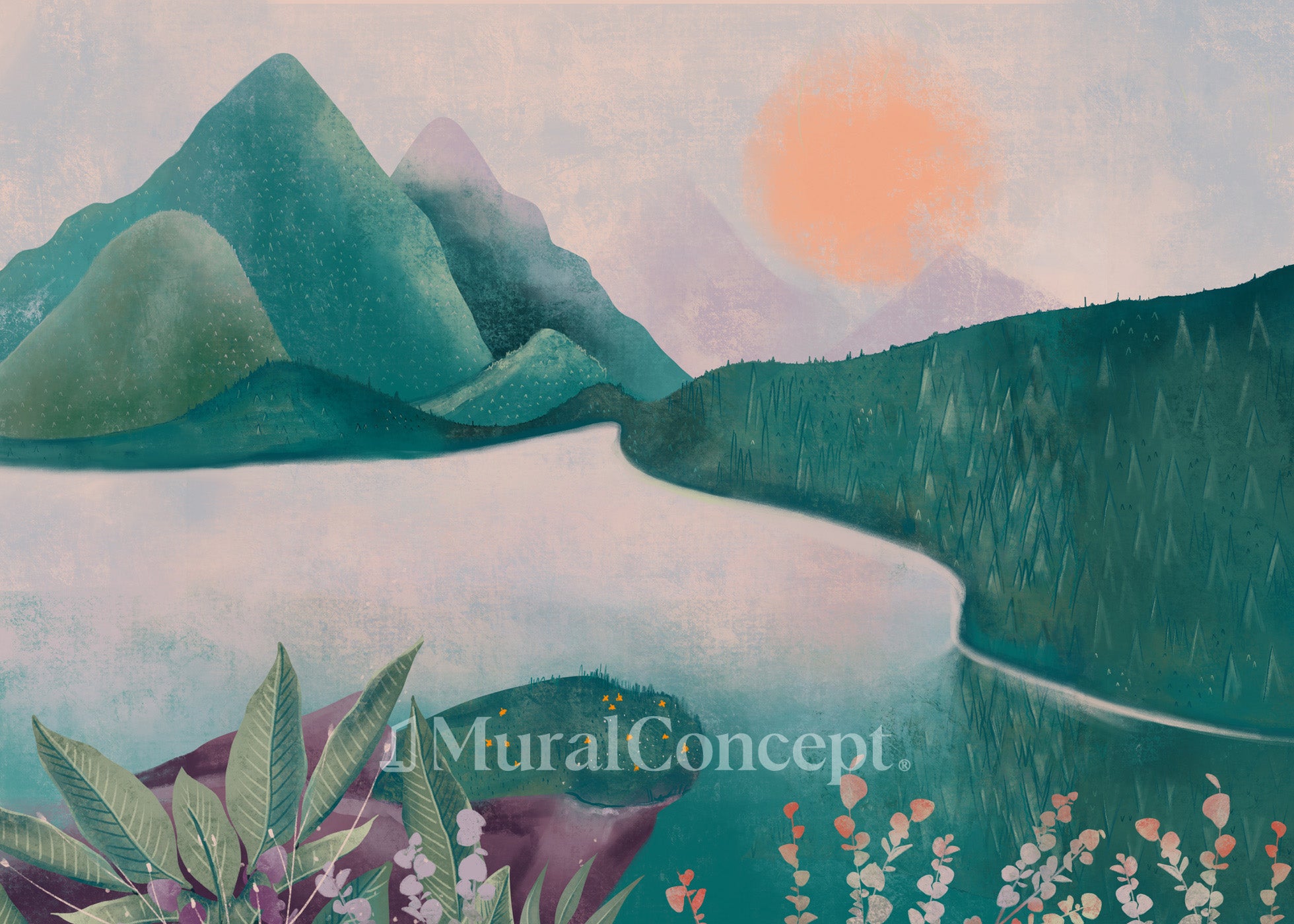 Papier peint salle de bain beauté de la nature - panoramique français