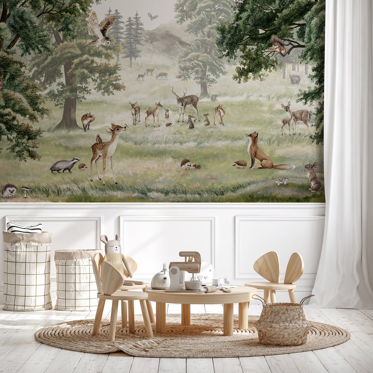 Papier peint enfant animaux et compagnie, mural concept, tendance