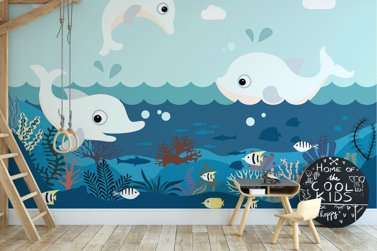 Children's wallpaper ocean dolphin sea