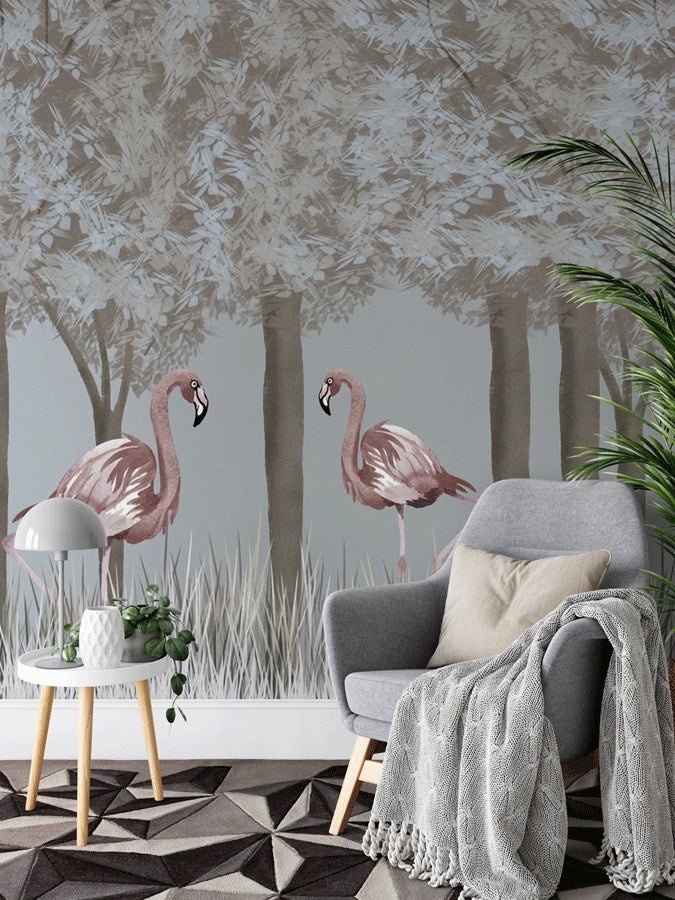 Tapete Flamingo verzaubertes Dekor