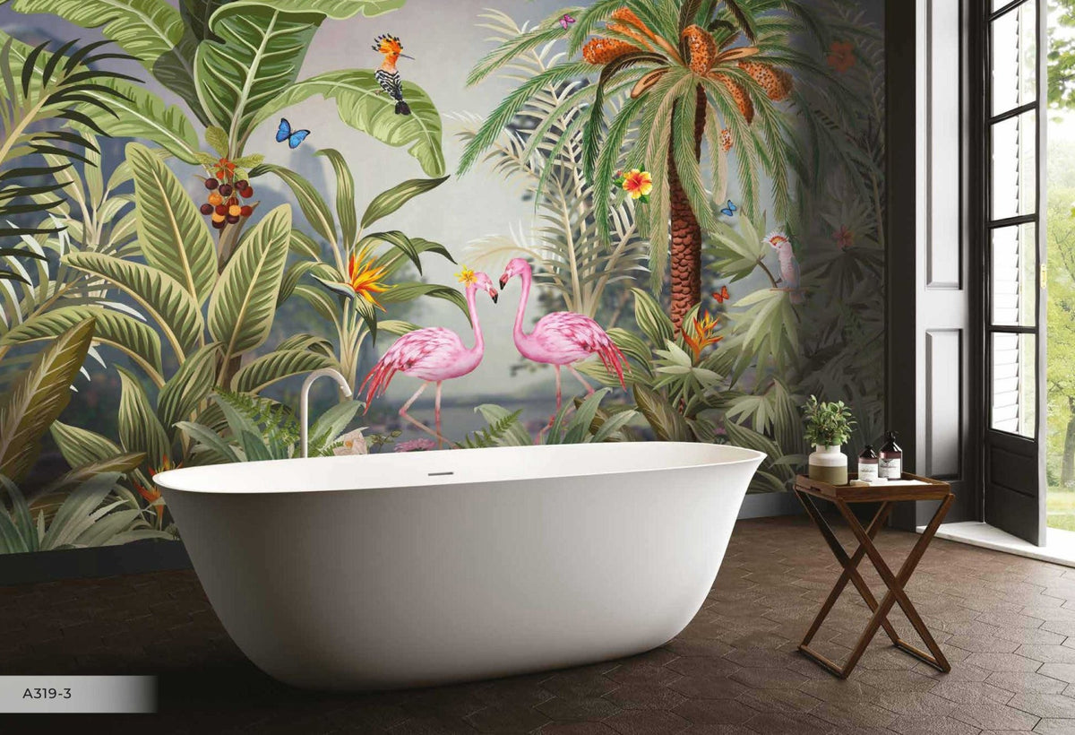 Papier peint Flamant rose & Jungle amazon