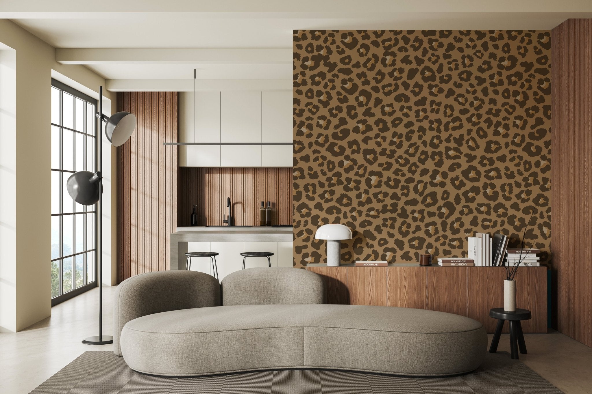 Papier peint motif léopard sable, mural concept, tendance