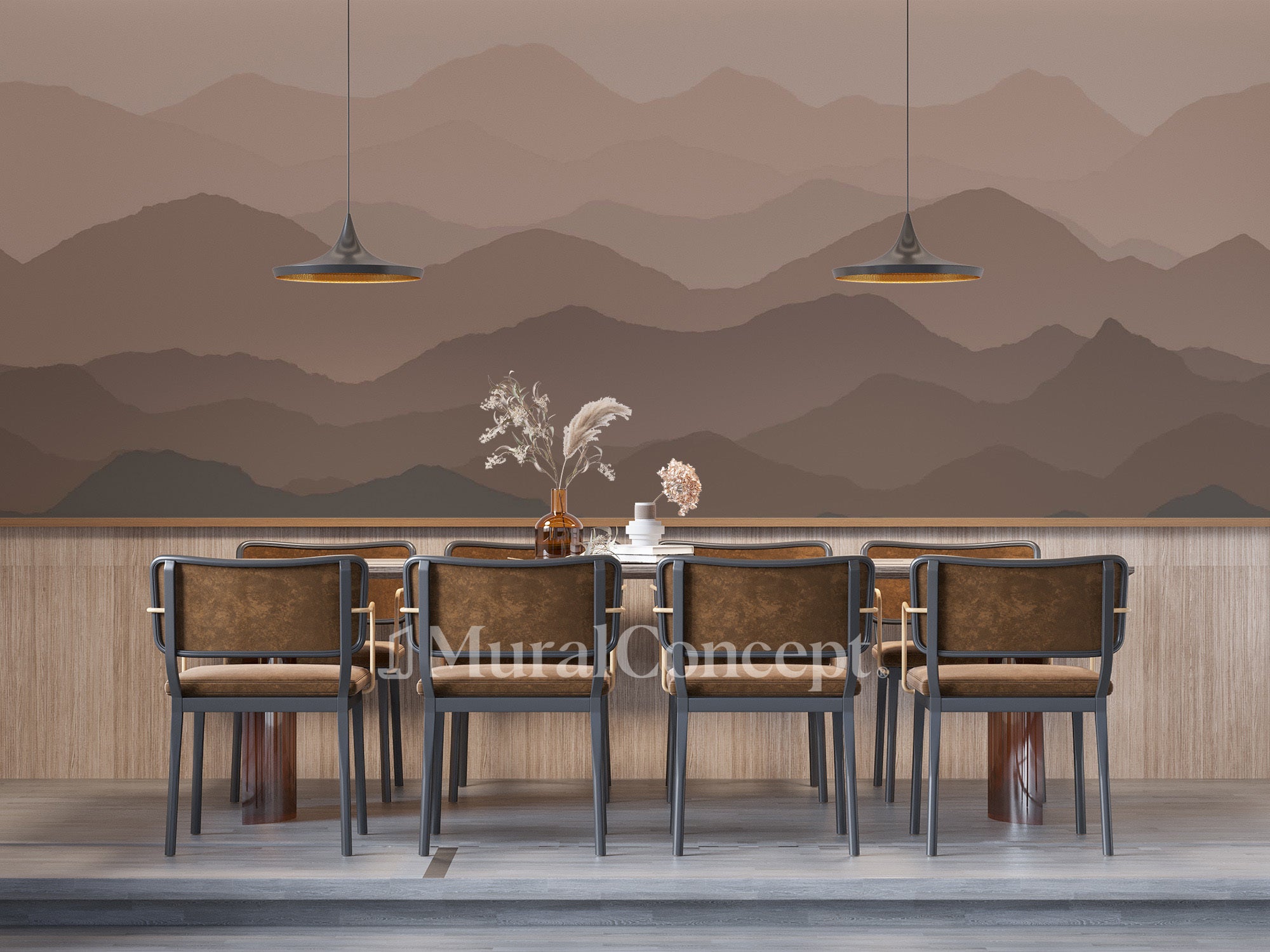 Papier peint restaurant dunes terracotta - panoramique français