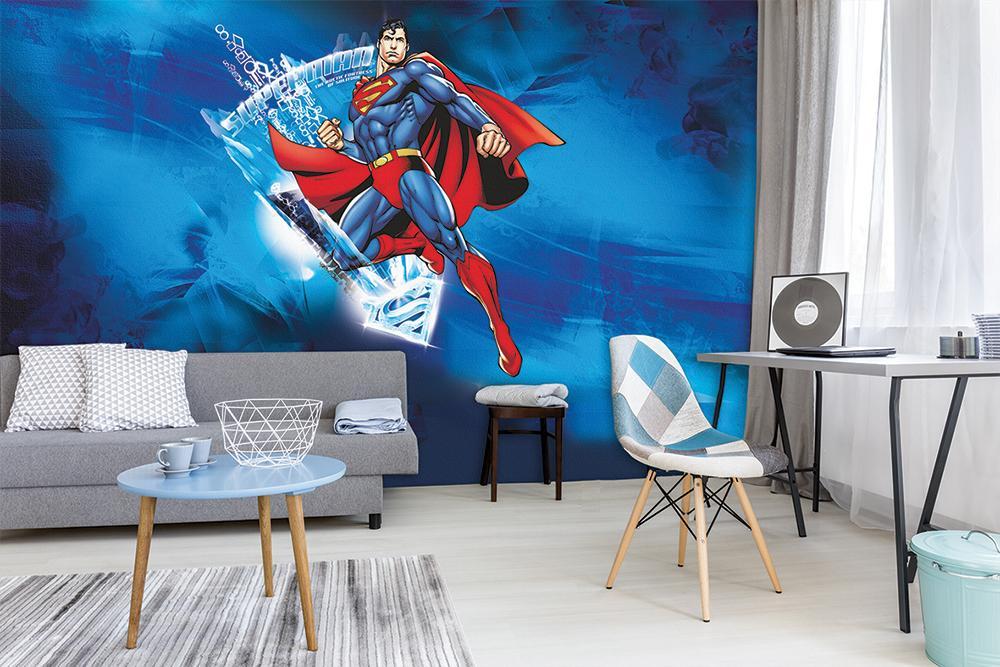 Panoramic wallpaper hero superman comics vintage immediate takeoff blue