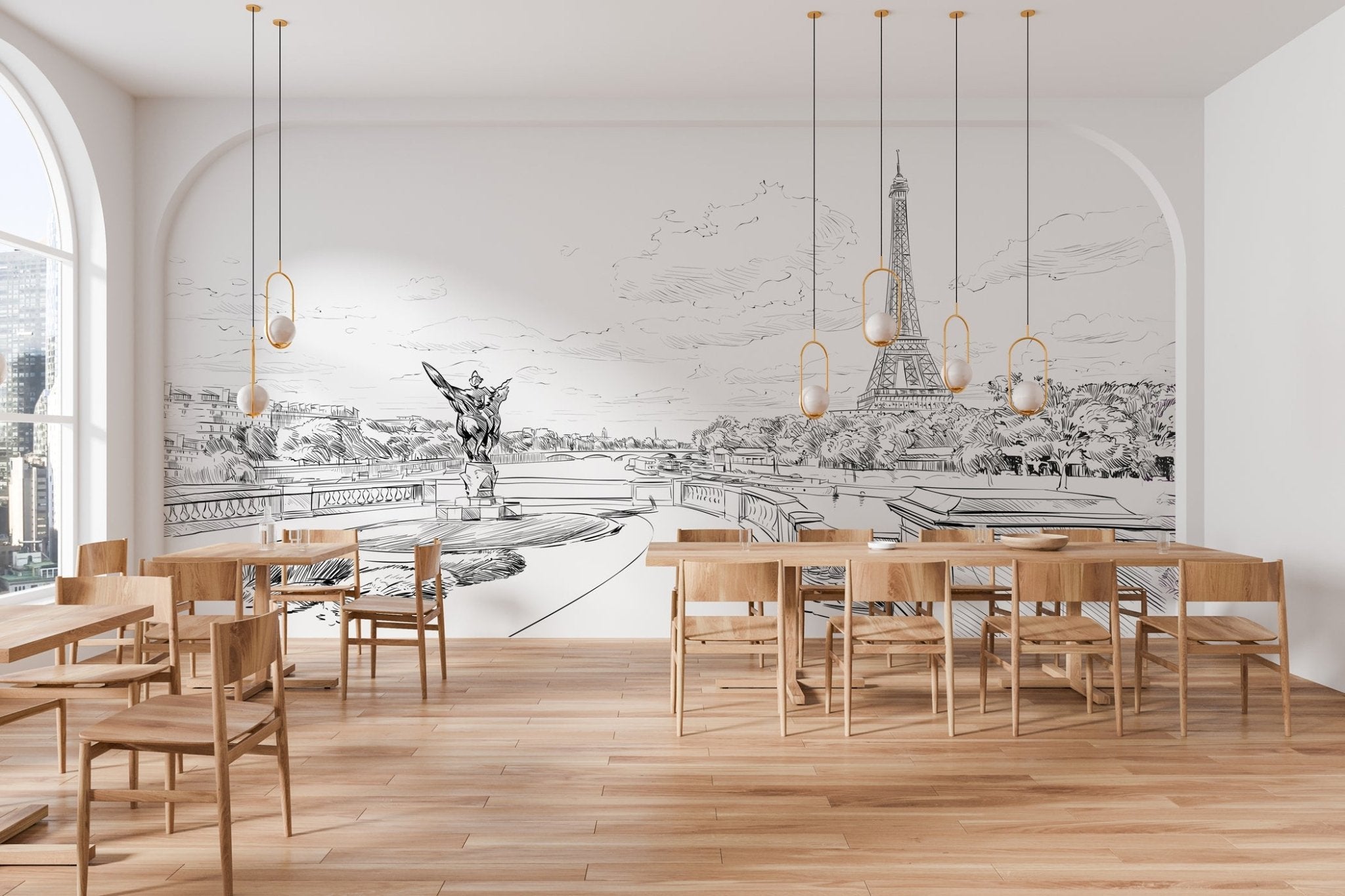 Papier peint pont Bir Hakeim vue tour Eiffel, mural concept, tendance