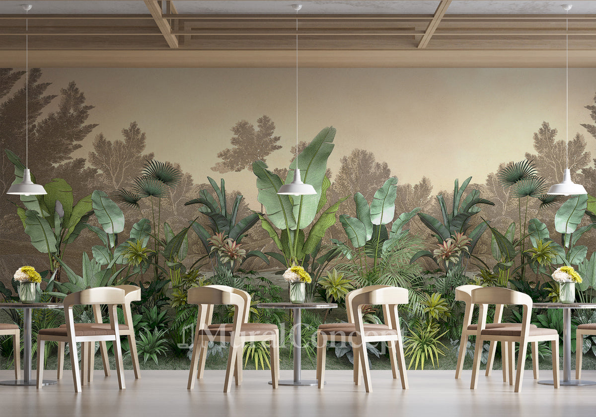 Restaurant wallpaper jungle trend indonesia