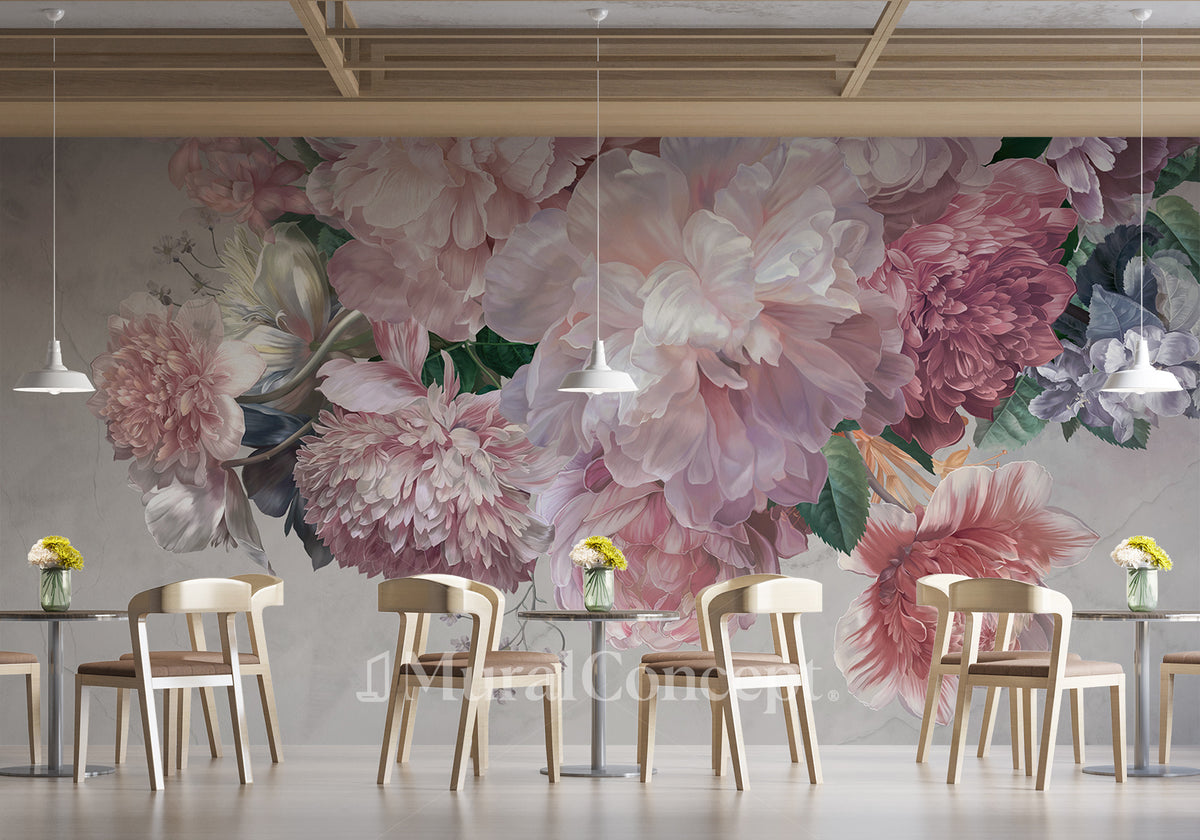 Peonies restaurant wallpaper